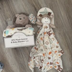 Manhattan Kids Plush Animal & Baby Blanket Set